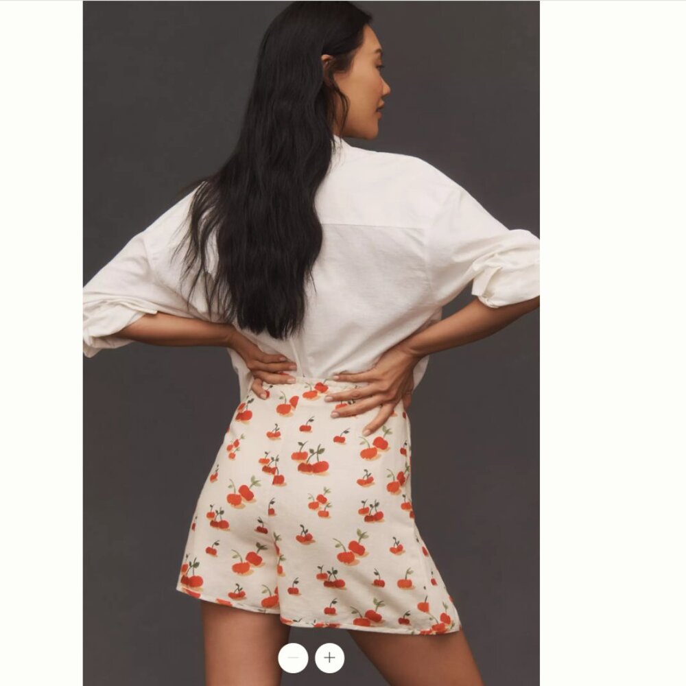 Farm Rio x Anthropologie Cherry Linen Blend Skort - S - NWT - Picture 5 of 6